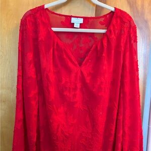 Pretty & Bright Red Burnout LC Top with Camisole